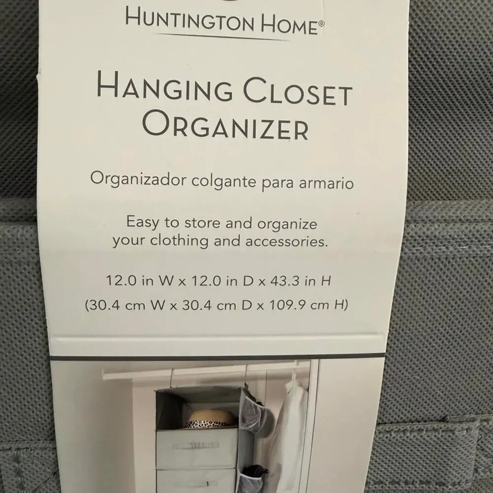 New Huntington Home Hanging Closet Organizer in gray.